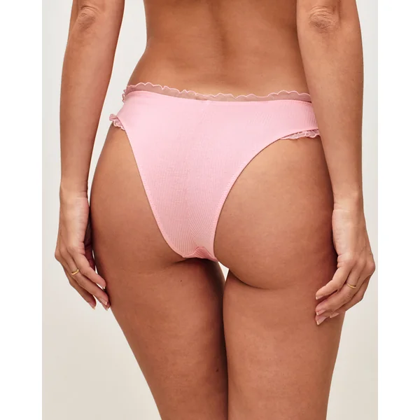 Tanga en coton broderie pêche "Peachy