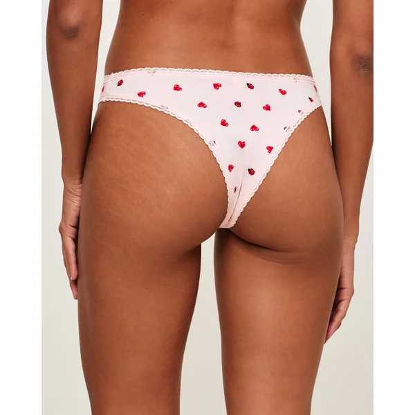 Tanga en coton motifs coeurs et coccinelles