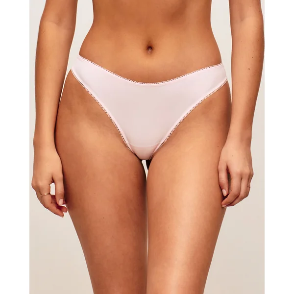 Tanga en microfibre et mesh avec cœurs et coccinelles brodés