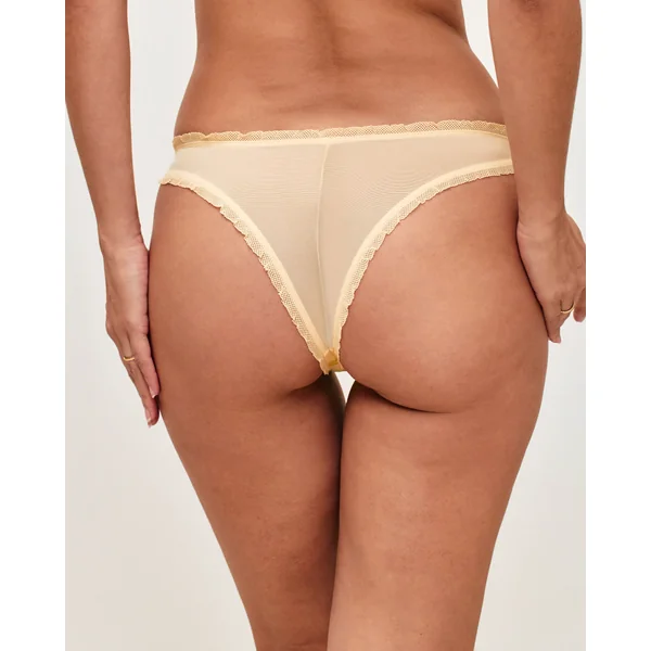 Tanga en tulle avec broderies citrons
