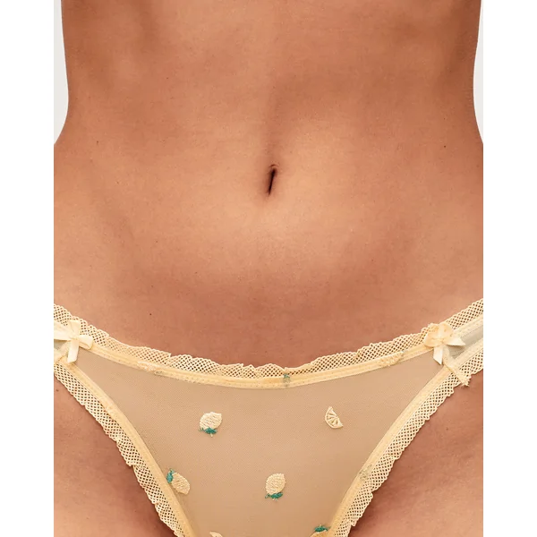 Tanga en tulle avec broderies citrons