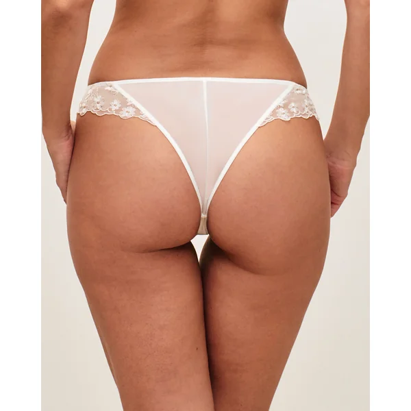 Tanga en tulle avec broderies florales