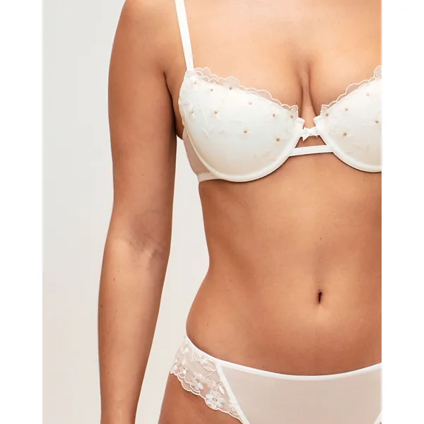Tanga en tulle avec broderies florales
