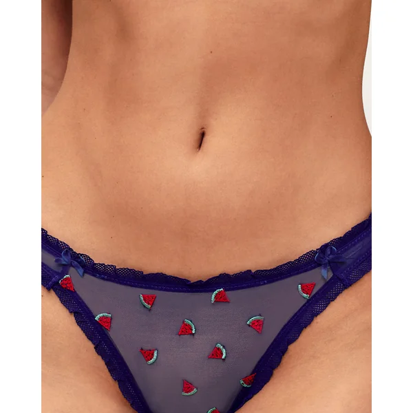 Tanga en tulle avec broderies pastèques