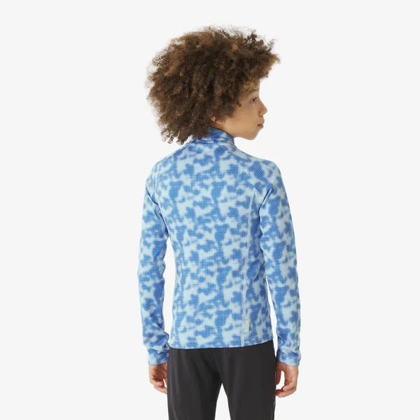 Tee shirt ski de fond enfant manches longues enfant, XC S TS 100 camo bleu