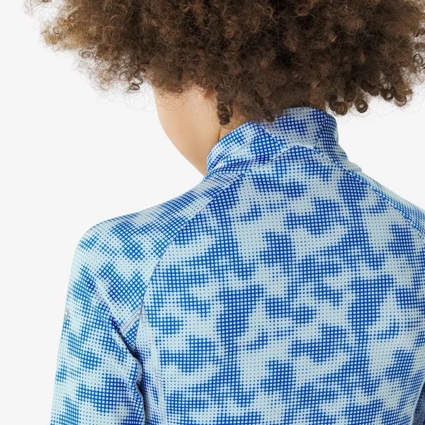 Tee shirt ski de fond enfant manches longues enfant, XC S TS 100 camo bleu