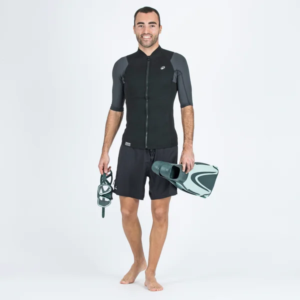 Top anti uv manches courtes homme Yulex100 1.5mm noir