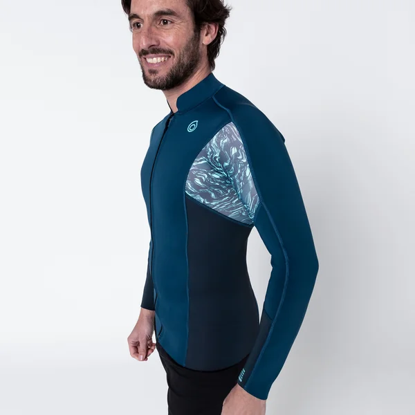Top anti UV Manches longues néoprène Homme 1.5mm, Bleu
