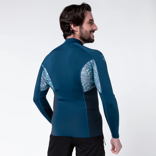 Top anti UV Manches longues néoprène Homme 1.5mm, Bleu