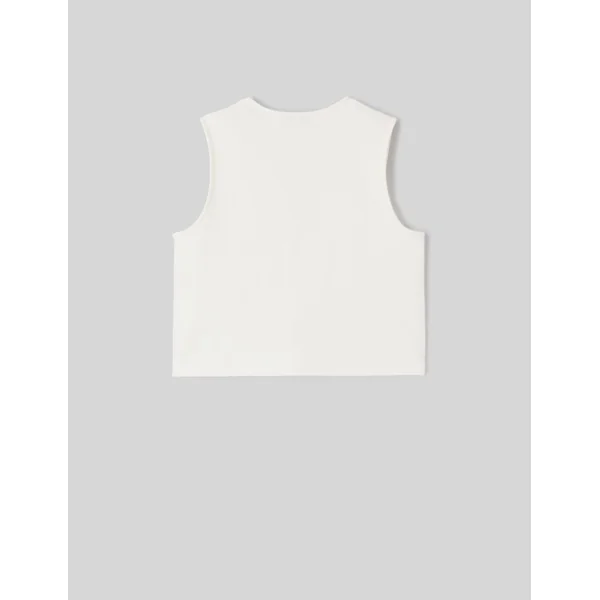 Top avec détails de boutons dorés Blanc écru