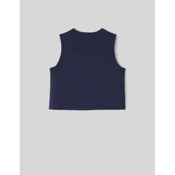 Top avec détails de boutons dorés Bleu foncé
