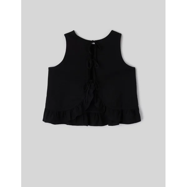 Top avec nœuds au dos Noir