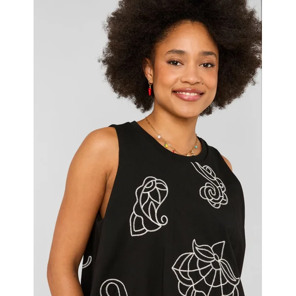Top boule avec broderies Noir