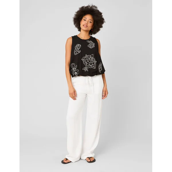 Top boule avec broderies Noir