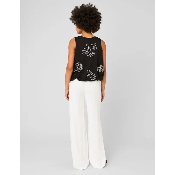 Top boule avec broderies Noir