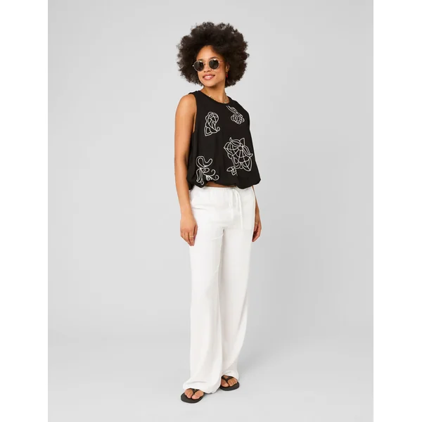 Top boule avec broderies Noir