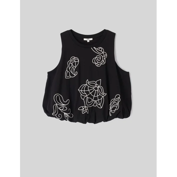 Top boule avec broderies Noir