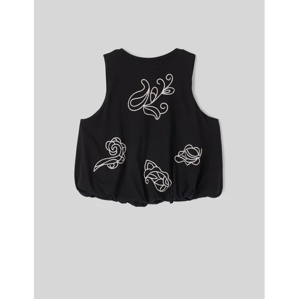 Top boule avec broderies Noir