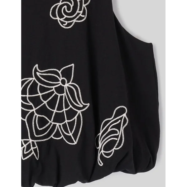 Top boule avec broderies Noir