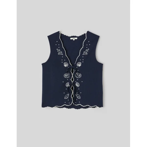 Top brodé à nouer Bleu foncé