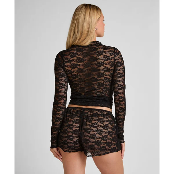 Top en dentelle intégrale - Noir