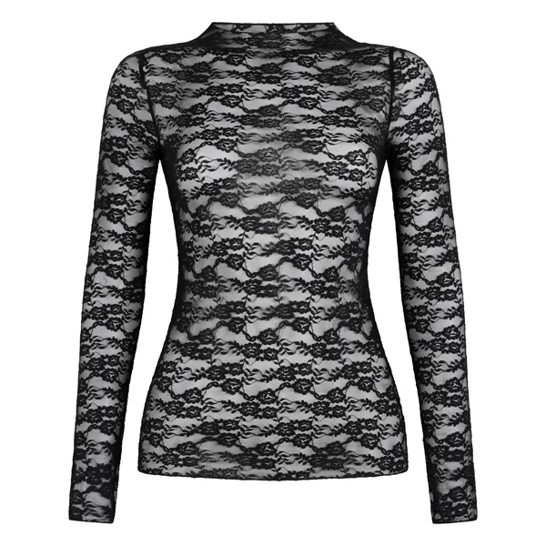 Top en dentelle intégrale - Noir