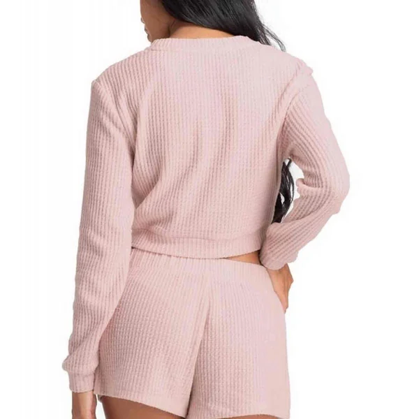 Top manches longues pyjama - Rose Dorina Waffle Dorina