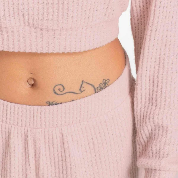 Top manches longues pyjama - Rose Dorina Waffle Dorina