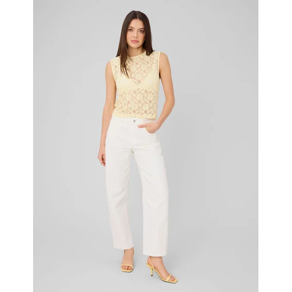Top sans manches en dentelle JAUNE PASTEL