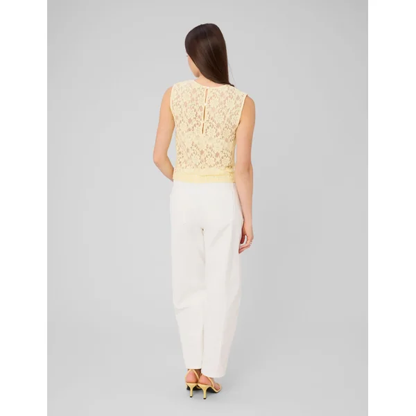 Top sans manches en dentelle JAUNE PASTEL