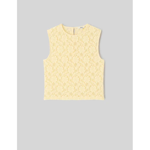 Top sans manches en dentelle JAUNE PASTEL