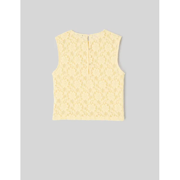Top sans manches en dentelle JAUNE PASTEL
