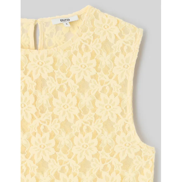 Top sans manches en dentelle JAUNE PASTEL