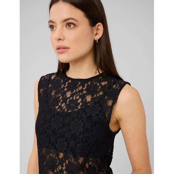 Top sans manches en dentelle Noir