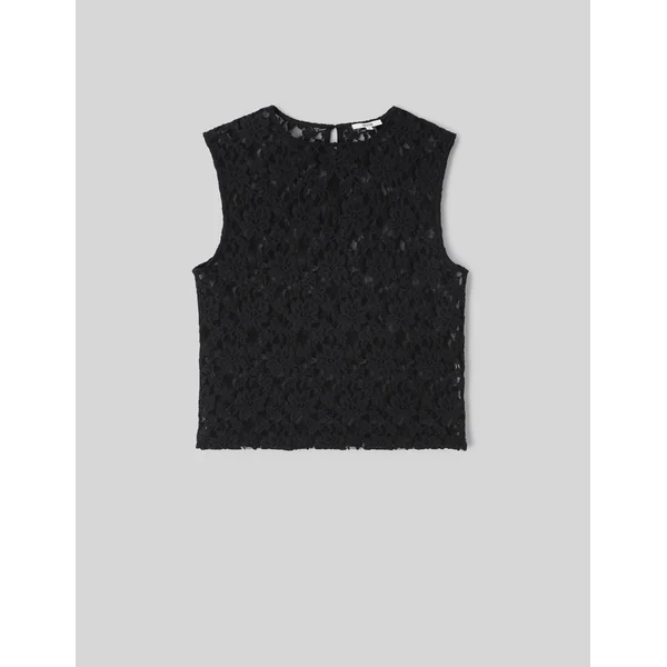 Top sans manches en dentelle Noir