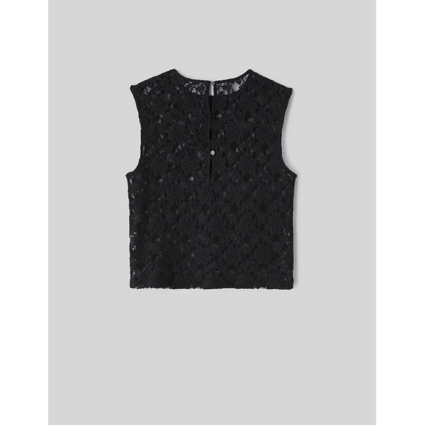 Top sans manches en dentelle Noir