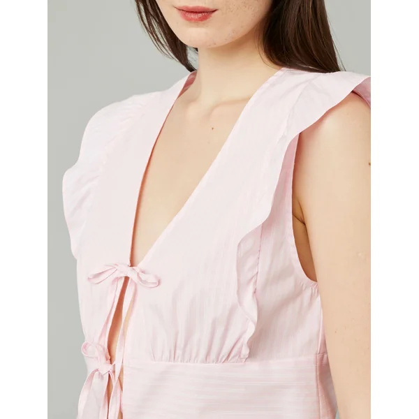 Top sans manches rayé Rose pâle