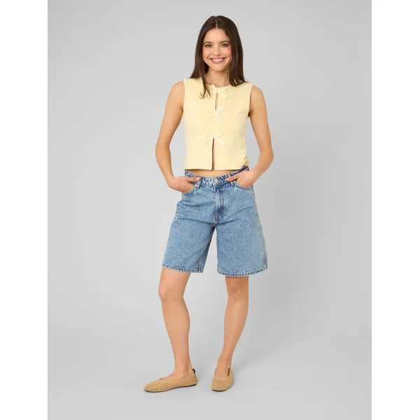 Top sans manches à nœuds JAUNE PASTEL