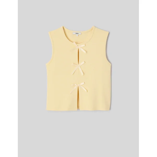 Top sans manches à nœuds JAUNE PASTEL