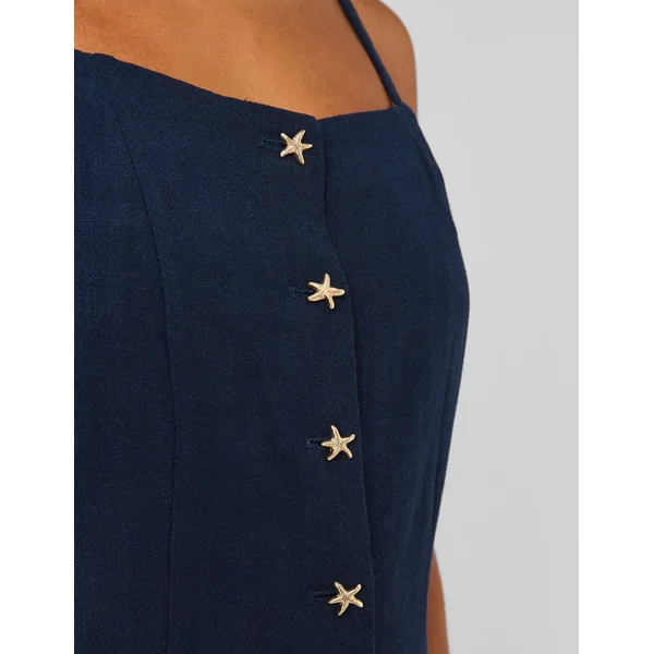 Top à détails bijoux Bleu foncé