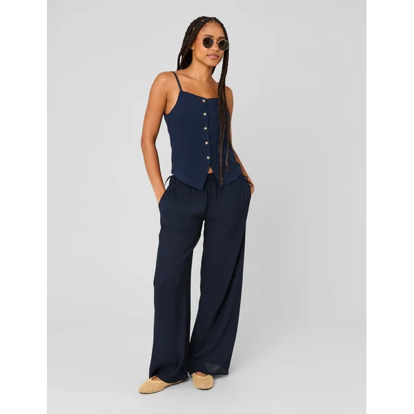Top à détails bijoux Bleu foncé