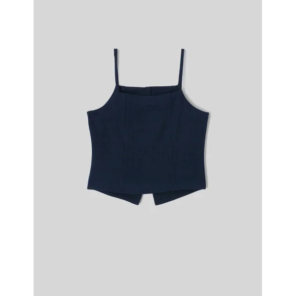 Top à détails bijoux Bleu foncé