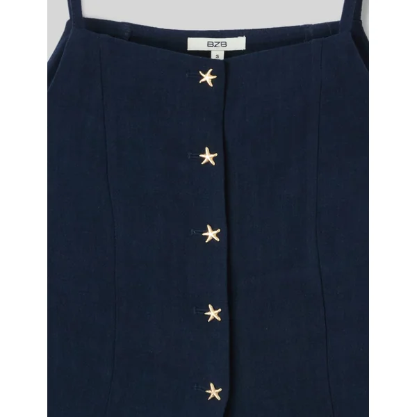Top à détails bijoux Bleu foncé