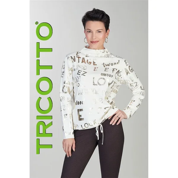Tricotto - Chandail en tricot avec col montant Blanc et Or Small