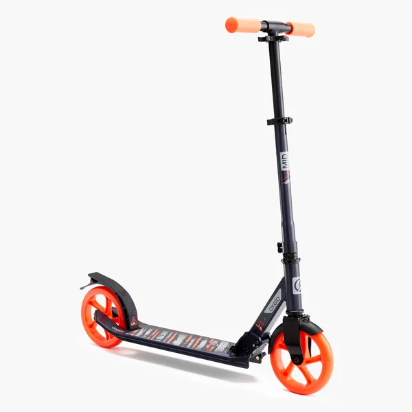 TROTTINETTE MID 7 BLEU MARINE ORANGE AVEC BÉQUILLE
