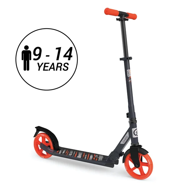 TROTTINETTE MID 7 BLEU MARINE ORANGE AVEC BÉQUILLE