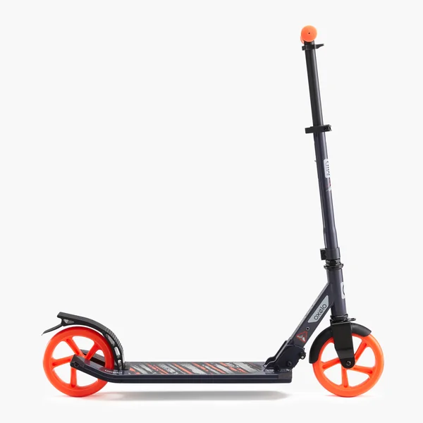 TROTTINETTE MID 7 BLEU MARINE ORANGE AVEC BÉQUILLE