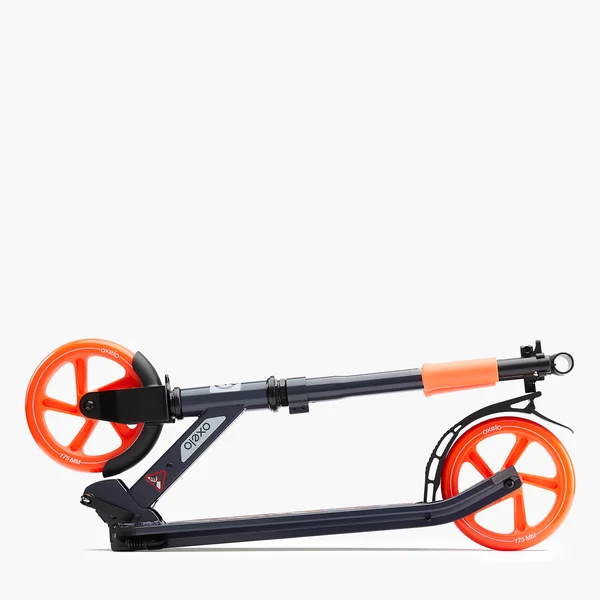 TROTTINETTE MID 7 BLEU MARINE ORANGE AVEC BÉQUILLE