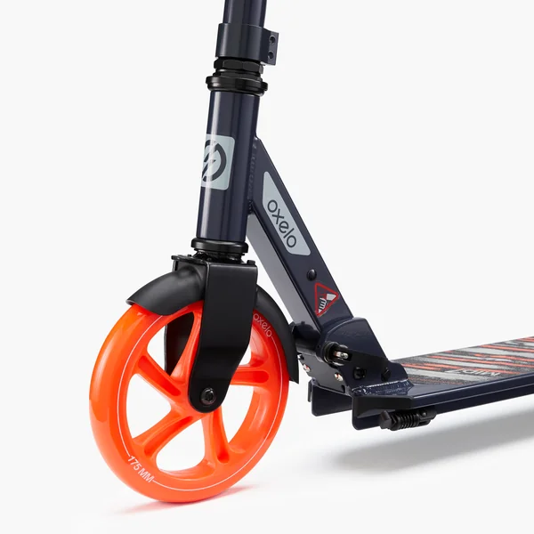 TROTTINETTE MID 7 BLEU MARINE ORANGE AVEC BÉQUILLE
