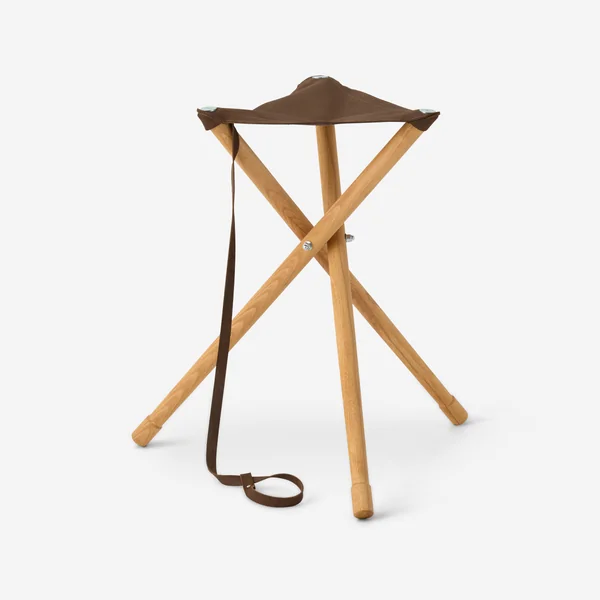 Trépied bois avec assise en cuir 500